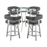 Armen Living Naomi and Lorin 5-Piece Counter Height Dining Set in Black Metal and Grey Faux Leather Set