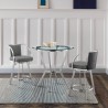 Armen Living Naomi and Livingston 3-Piece Counter Height Dining Set in Brushed Stainless Steel and Grey Faux Leather