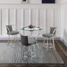 Armen Living Naomi and Livingston 4-Piece Counter Height Dining Set in Brushed Stainless Steel and Grey Faux Leather