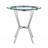 Armen Living Naomi and Valerie 5-Piece Counter Height Dining Set in Brushed Stainless Steel and Grey Faux Leather Table