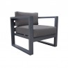 Armen Living Aelani Outdoor 4 piece Set in Dark Grey Finish and Charcoal Cushions-  Chair Side