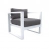 Armen Living Aelani Outdoor 4 piece Set in White Finish and Charcoal Cushions- Chair Side