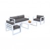 Armen Living Aelani Outdoor 4 piece Set in White Finish and Charcoal Cushions- Set