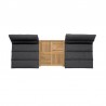 Armen Living Arno Outdoor 3 Piece Teak Wood Seating Set in Charcoal Olefin- Set Top VIew