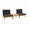 Armen Living Arno Outdoor 3 Piece Teak Wood Seating Set in Charcoal Olefin- Set View