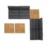 Armen Living Arno Outdoor 7 Piece Teak Wood Seating Set in Charcoal Olefin Set Top View View