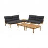 Armen Living Arno Outdoor 7 Piece Teak Wood Seating Set in Charcoal Olefin Set View