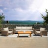 Armen Living Bahamas Outdoor 4 Piece Wicker & Teak Sofa Seating Set with Beige Olefin