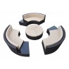 Barbados 9 piece Wicker Outdoor Patio Set in Black Powder Coated Finish with Water Resistant Beige Fabric Cushions