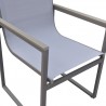 Armen Living Bistro Outdoor Patio Dining Chair In Grey Powder Coated Finish With Grey Sling Textilene And Grey Wood Accent Arms - Set of 2 04