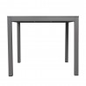 Armen Living Bistro Outdoor Patio Dining Table in Grey Powder Coated Finish with Grey Wood Top Front