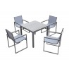 Bistro Dining Set Grey Powder Coated Finish (Table with 4 chairs) - White BG