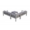 Cliff Outdoor Patio Aluminum Sectional in Grey Powder Coated Finish with Grey Fabric Cushions - Back Angle