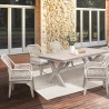 Armen Living Costa 7-Piece Patio Outdoor Dining Set with Arm Chairs in Grey Acacia Wood And Rope