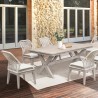 Armen Living Costa Outdoor Patio 7-Piece Dining Table Set With Side Chairs In Grey Acacia Wood And Rope