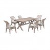 Armen Living Costa Outdoor Patio 7-Piece Dining Table Set With Side Chairs In Grey Acacia Wood And Rope 1