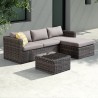 Hagen 3 piece Outdoor Rattan Sectional Chase Set with Brown Cushions and Modern Accent Pillows - Lifestyle