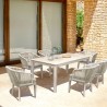 Armen Living Haiti 7-Piece Patio Outdoor Dining Set With Arm Chairs In Grey Acacia Wood With Rope