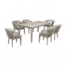 Armen Living Haiti 7-Piece Patio Outdoor Dining Set With Arm Chairs In Grey Acacia Wood With Rope 1