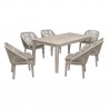 Armen Living Haiti 7-Piece Patio Outdoor Dining Set With Side Chairs In Grey Acacia Wood With Rope 7