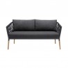 Armen Living Ipanema Outdoor 4 Piece Rope and Teak Sofa Seating Set with Dark Grey Olefin in Dark Gray | Fiber 2
