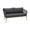 Armen Living Ipanema Outdoor 4 Piece Rope and Teak Sofa Seating Set with Dark Grey Olefin in Dark Gray | Fiber 3