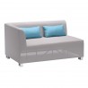 Lagoon 4 piece Outdoor Textilene Right Corner Sofa Set in Taupe with Sky Blue Accent Pillows