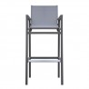 Armen Living Marina Outdoor Patio Barstool In Grey Powder Coated Finish With Grey Sling Textilene And Grey Wood Accent Arms 3