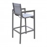 Armen Living Marina Outdoor Patio Barstool In Grey Powder Coated Finish With Grey Sling Textilene And Grey Wood Accent Arms 04
