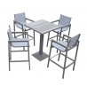 Marina Outdoor Patio Set Grey Finish and Grey Wood Top (Table with 4 barstools) - White BG