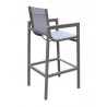 Marina Outdoor Patio Barstool in Grey Finish and Grey Wood Top - Back Angle