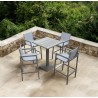 Marina Outdoor Patio Set Grey Finish and Grey Wood Top (Table with 4 barstools) - Lifestyle