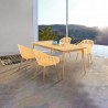 Armen Living Nassau 5 piece Outdoor Dining Set In Natural Wood Finish Table And Arm Chairs