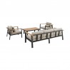 Armen Living Nofi 4 piece Outdoor Patio Set In Charcoal/Gray Finish With Taupe/Gray Cushions And Teak Wood 03