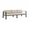 Armen Living Nofi 4 piece Outdoor Patio Set In Charcoal/Gray Finish With Taupe/Gray Cushions And Teak Wood 04