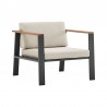 Armen Living Nofi 4 piece Outdoor Patio Set In Charcoal/Gray Finish With Taupe/Gray Cushions And Teak Wood 05