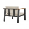 Armen Living Nofi 4 piece Outdoor Patio Set In Charcoal/Gray Finish With Taupe/Gray Cushions And Teak Wood 07