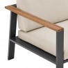 Armen Living Nofi 4 piece Outdoor Patio Set In Charcoal/Gray Finish With Taupe/Gray Cushions And Teak Wood 06