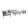 Nofi 4 piece Outdoor Patio Set in Charcoal Finish with Taupe Cushions and Teak Wood 