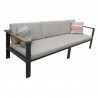 Nofi Outdoor Patio Sofa in Charcoal Finish with Taupe Cushions and Teak Wood 