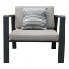 Nofi Outdoor Patio Chair in Charcoal Finish with Taupe Cushions and Teak Wood 