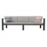 Nofi Outdoor Patio Sofa in Charcoal Finish with Taupe Cushions and Teak Wood - Front