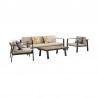 Armen Living Nofi 4 piece Outdoor Patio Set In Charcoal/Gray Finish With Taupe/Gray Cushions And Teak Wood 01