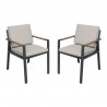 Nofi Outdoor Patio Dining Chairs in Charcoal Finish with Taupe Cushions - Set of 2