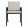 Nofi Outdoor Patio Dining Chair in Charcoal Finish with Taupe Cushions - Front
