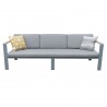 Nofi Outdoor Patio Sofa in Grey Finish with Grey Cushions and Teak Wood - Front
