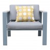 Nofi Outdoor Patio Chair in Grey Finish with Grey Cushions and Teak Wood - Front