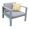 Nofi Outdoor Patio Chair in Grey Finish with Grey Cushions and Teak Wood 