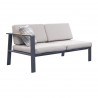 Nofi Outdoor Patio Side Sectional in Charcoal Finish with Taupe Cushions and Teak Wood