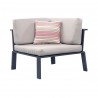 Nofi Outdoor Patio Sectional in Charcoal Finish with Taupe Cushions and Teak Wood